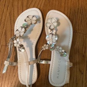 White flowered sandals